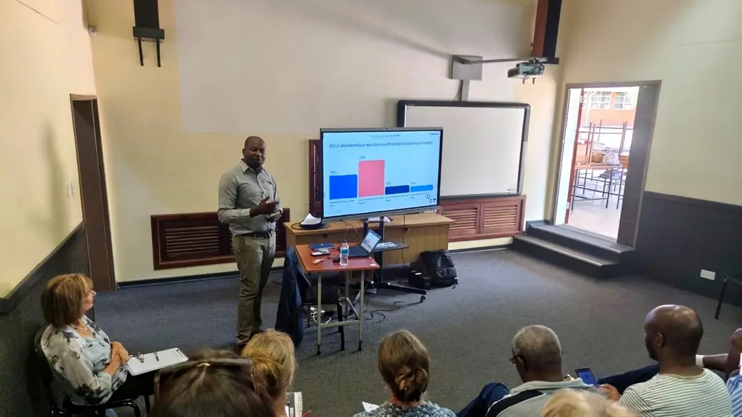 Live audience poll during a workplace financial wellness session